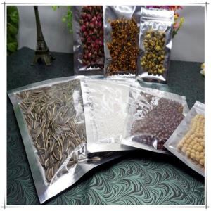 Transparente Aluminio hoja Zip Lock Bags - Plata Aluminio metálico Mylar y bolsa de plástico resellable claro Sello frontal con cremallera