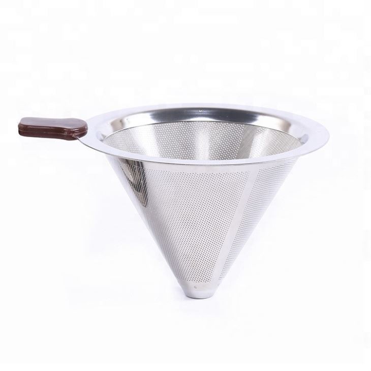 Stainless Steel Double Mesh Filter Coffee Dripper Reusable Pour Over Coffee Maker With Rubber Ring