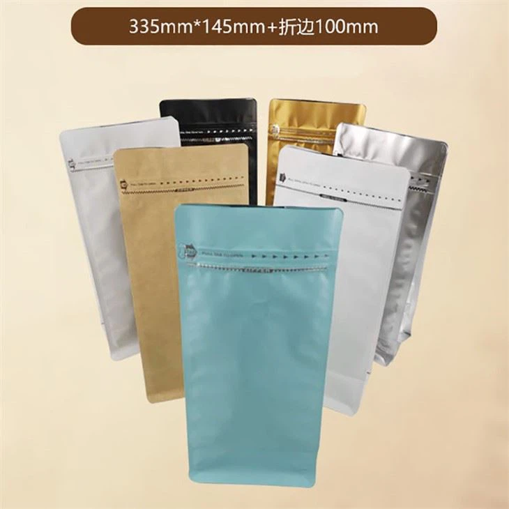 Customized 100g 250g 500g 1kg Coffee Bag Plain Stock Flat Bottom Brown Kraft Paper Coffee Bean Bags With Valve And Ziplock