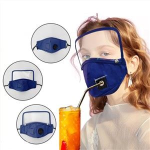 Máscaras faciales para niños adultos boca Unisex tela lavable reutilizable máscara facial cubierta máscara para beber con orificio para mascarillas de paja
